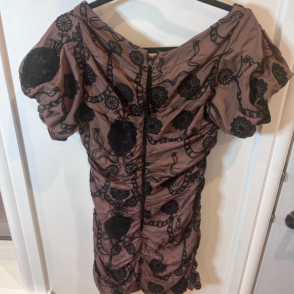 NWT Free People Elegant Black and Mauve Embroidered Floral Dress - Picture 9 of 15